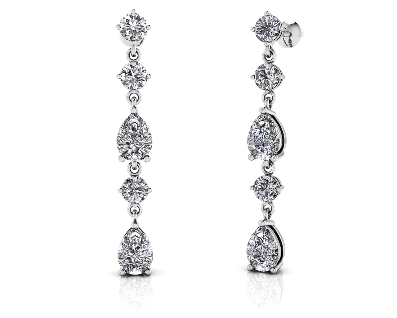 Extended Elegant Diamond And Pear Drop Earrings Diamond with 2.46 ct.(finished) 6x4mm, 3.8mm